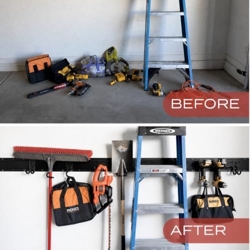 VAULTON 96" Garage Wall Organizer, Metal Tool Rack, 4 Rails 11 Hooks