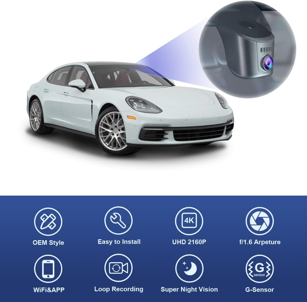 Fitcamx 4K Dash Cam Suitable for Porsche 911 992 Cayenne 9YA 9Y0 9Y3 Panamera...
