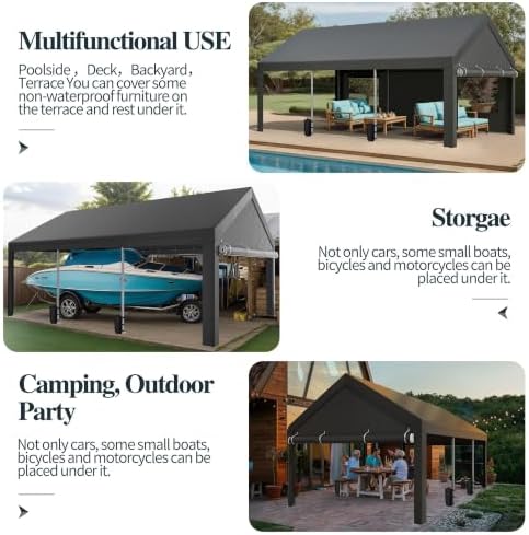 Shintenchi 12x20 FT Heavy-Duty Design Carport,Portable Garage Canopy,Carport ...