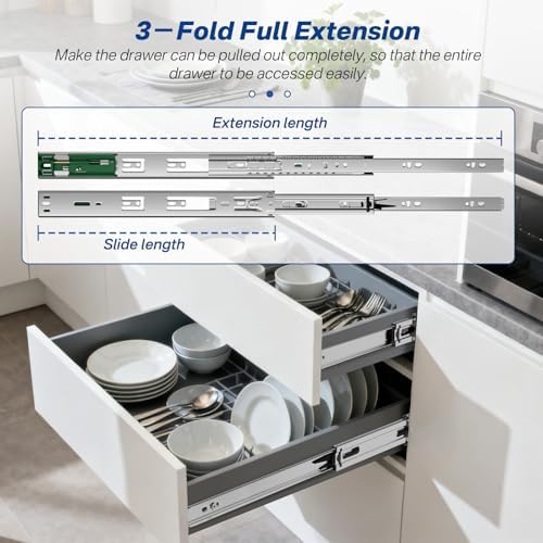 6 Pairs 22 Inch Soft Close Drawer Slides Ball Bearing Cabinet Rails
