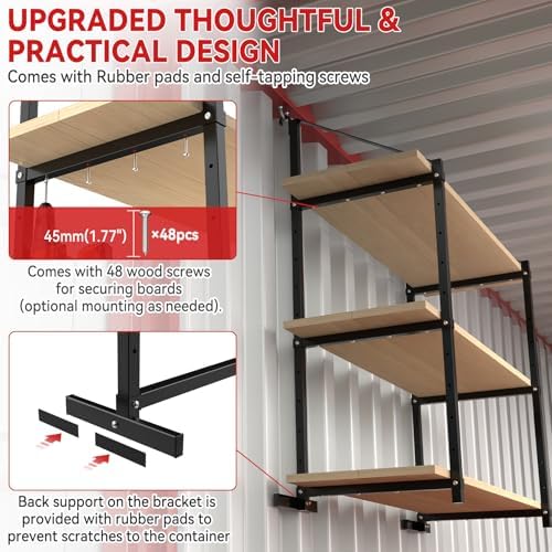Shipping Container Shelving Bracket Adjustable (4 Pack, Black)