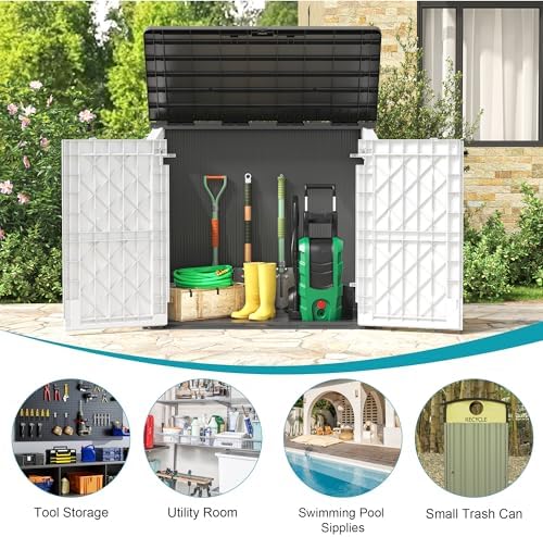 Outdoor Horizontal Storage Cabinet Box 36 Cu Ft with Lockable Doors, Outdoor ...