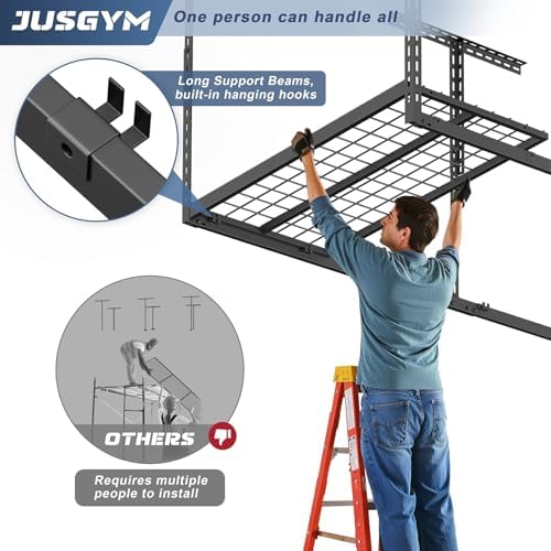 3X6FT Overhead Garage Storage Rack 450LBS Capacity, 26"-40" Height ...