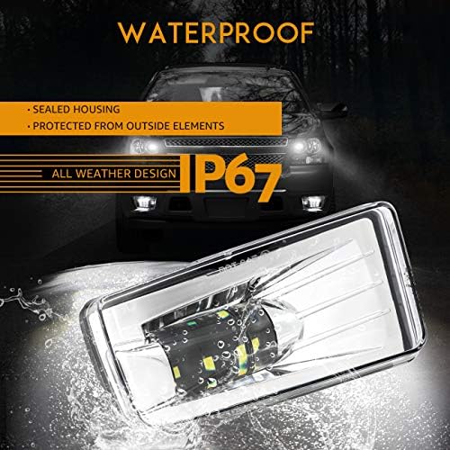 Auxbeam LED Fog Lights DOT Approved Bumper Driving Fog Lamps 1 Pair Chrome