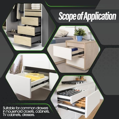 5 Pairs Full Extension Drawer Slides 12 inch Side Mount Rails