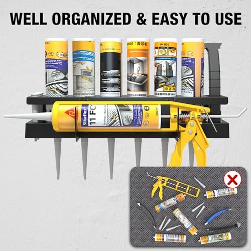 UNITEDPOWER Caulking Gun Holder 6+1, Wall Mount Hand Caulking Gun Storage Rac...