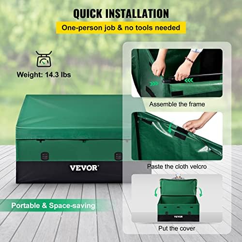 VEVOR Outdoor Storage Box, 150 Gallon Waterproof PE Tarpaulin Deck Box w/Galv...