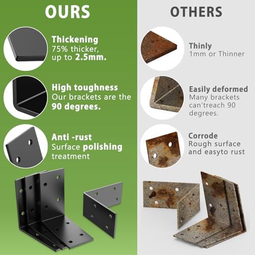 3x3 Inch Black L Shape 90 Degree Corner Support Brackets