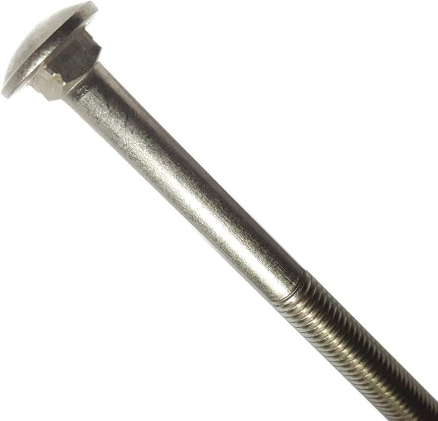 3/8-16 x 8 Carriage Bolts, Round Head, Square Neck, Stainless Steel 18-8, Par...