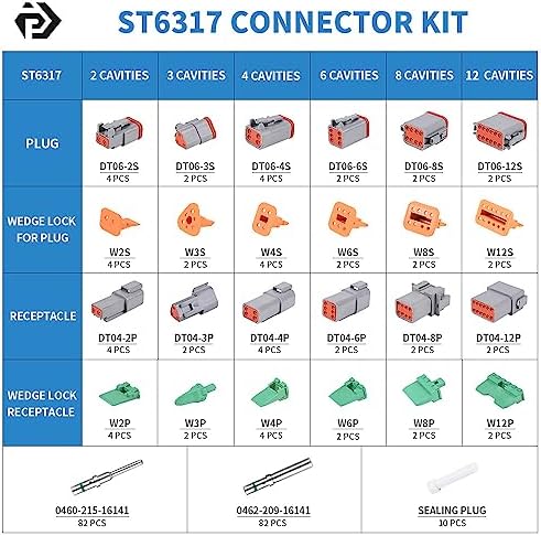 JRready 238PCS DT Connector Waterproofing Kit, 2-12 Pin Deutsch DT Connectors...