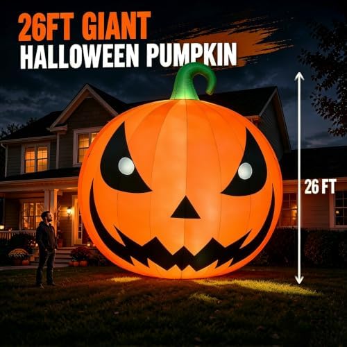 26FT Halloween Inflatables Pumpkin Decorations with 750W Air Blower