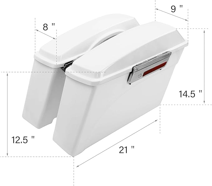 XFMT Motorcycle Saddlebags White Hard Saddle Bags Trunk
