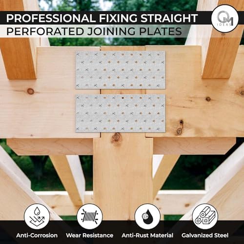5 x Flat Joining Plates (200 x 100 x 2) Connecting Perforated Metal Brace Bra...