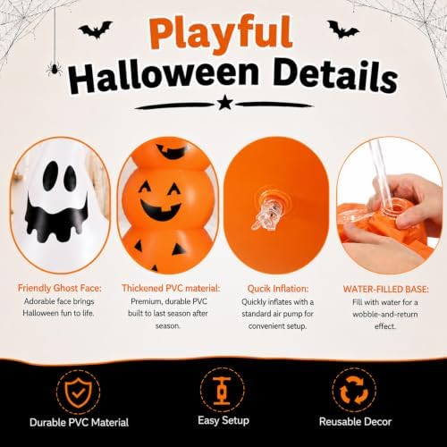 4.3FT Inflatable Halloween Decorations, 2PCS Ghost Pumpkin Set