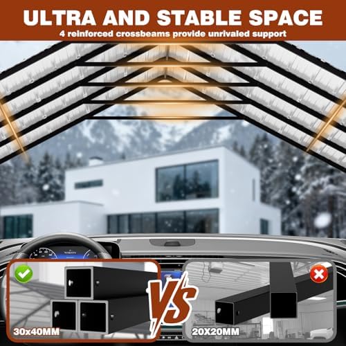 LEVELEVE 12x20 FT Heavy-Duty Metal Carport, Galvanized Steel Car Canopy with ...