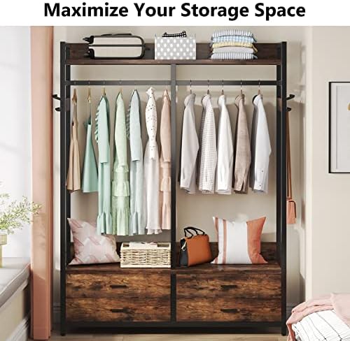 Tribesigns Freestanding Closet Organizer, Garment Rack with 4 Drawers