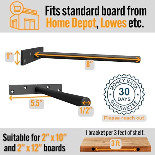 EVALD Heavy Duty Floating Shelf Brackets 8 Inch, Hidden Shelf Brackets with S...