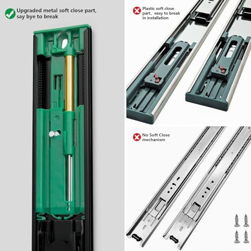 homdiy 10 Pairs Black Soft Close Drawer Slides 22 Inch Side Mount Runners