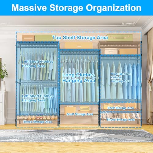 Ulif E13C Pro Heavy Duty Closet Organizer System，Freestanding Clothing Racks ...
