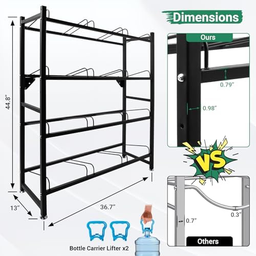 12-Tray 5 Gallon Water Jug Holder，4-Tier Water Jug Rack
