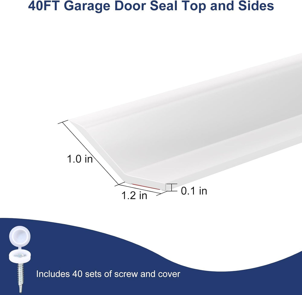 Garage Door Seal Top and Sides, 40 FT Garage Door Weather Stripping Side Seal...