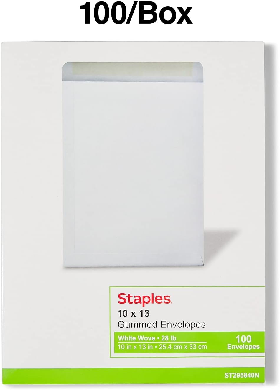 Staples 10x13 Gummed Catalog Envelopes, White Wove, 100/Box