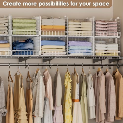 5-Tier Stackable Closet Organizers and Storage Baskets, Closet Shelf Organize...