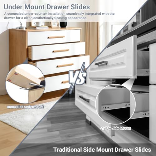 10 Pairs 21 Inch Undermount Drawer Slides, Self Soft Close Full Extension Dra...