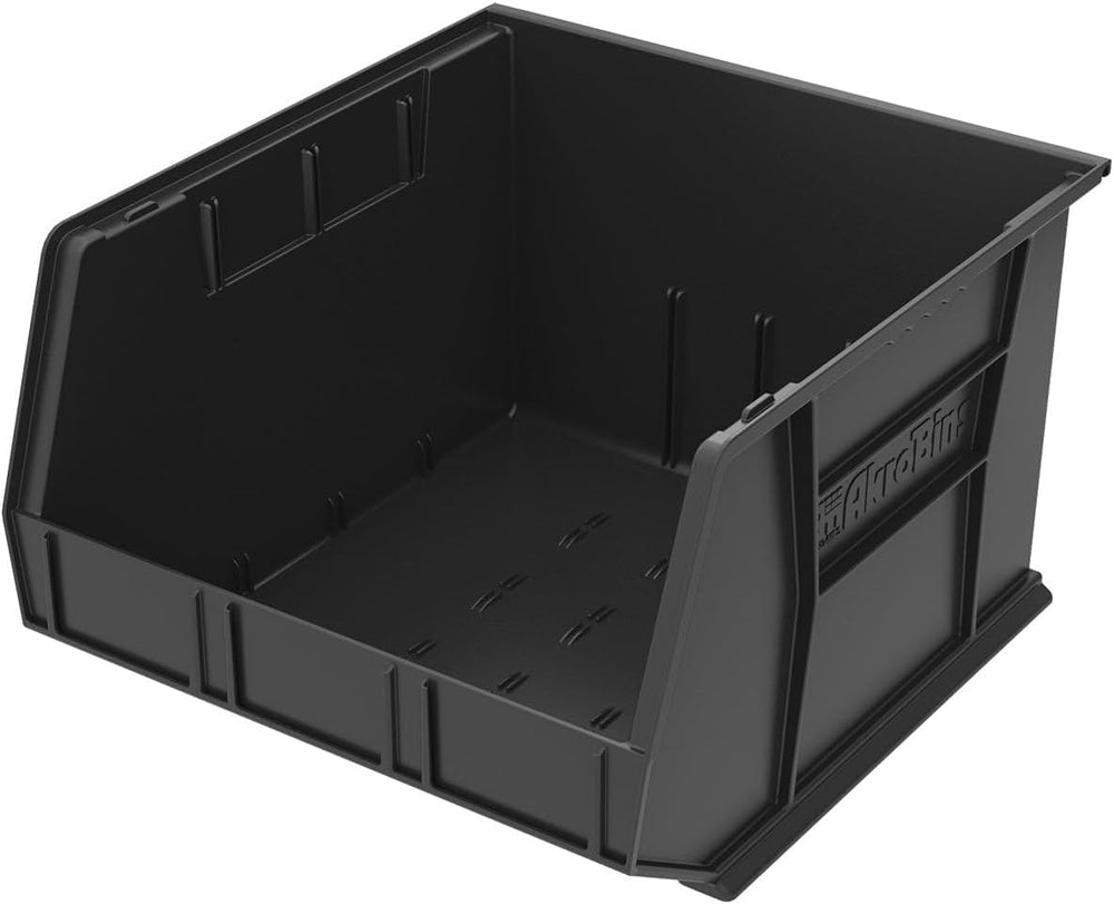 Akro-Mils AkroBins Stackable Plastic Storage Organizer Bins, Black, 3-Pack
