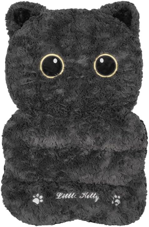 Plush Black Cat Car Seat Cushion and Backrest Combo - Comfy Universal Auto In...