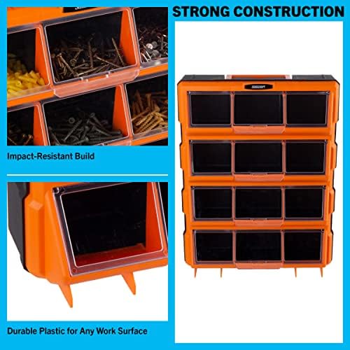 Stalwart Plastic Storage Drawers for Garage Organization, Black