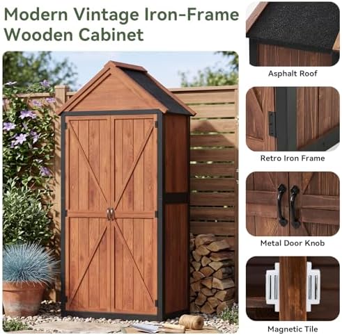 Aoxun Solid Wood Outdoor Cabinet 2.3'x1.3' with Asphalt Roof & Floor