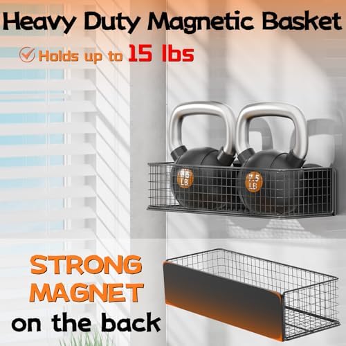 ULIBERMAGNET Magnetic Baskets Fridge Organizers, Large Capacity Metal Wire Me...