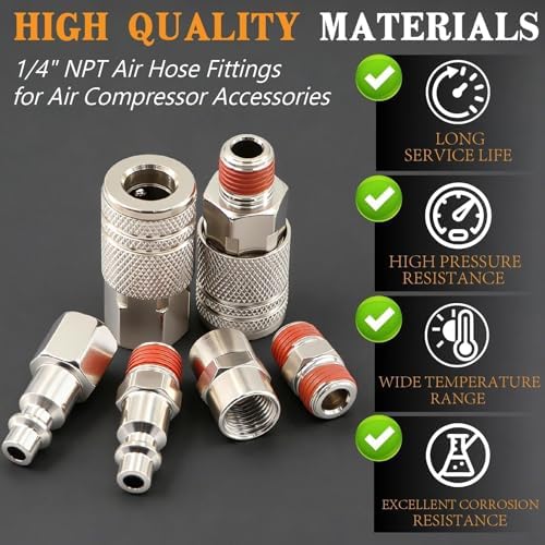 48 Pcs 1/4" NPT Air Compressor Coupler & Plug Kit Air Hose Fitting