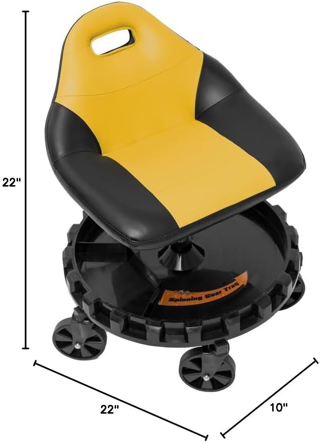 Traxion 400lb Capacity 2-704 Yellow Progear Mobile Rolling Gear Seat