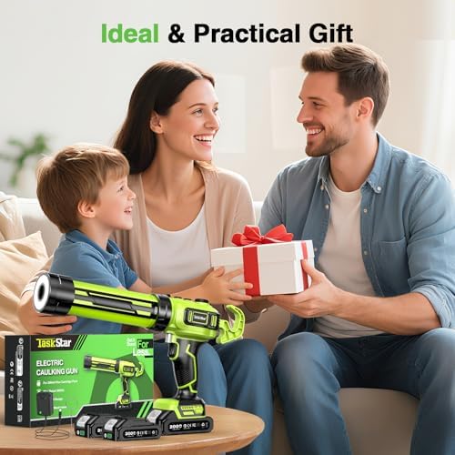 Taskstar Electric Caulking Gun with 2 x 2.0Ah Batteries, Upgraded Brushless