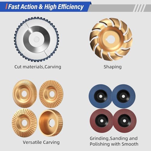 BURMONG 14PCS Wood Carving Disc Set for 4" & 4-1/2" Angle Grind...