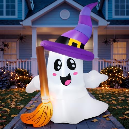 JOYIN Halloween Inflatables Ghost Outdoor Decorations, Cute Blow Up Ghost Hol...