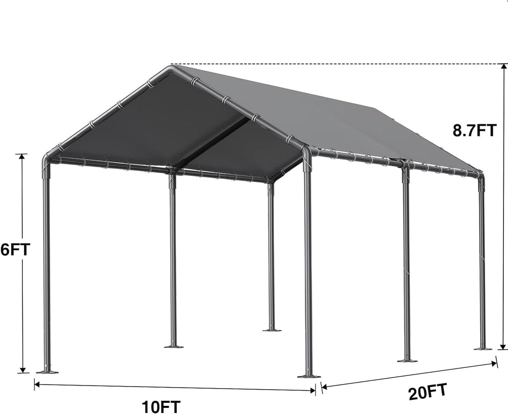 Carport, 10x20ft Heavy Duty Portable Garage, Car Port with Storage Shed, Car ...