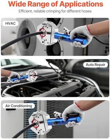 VEVOR Hydraulic Hose Crimper, Hydra-Krimp AC Hose Crimper Kit with 7 Dies Sna...