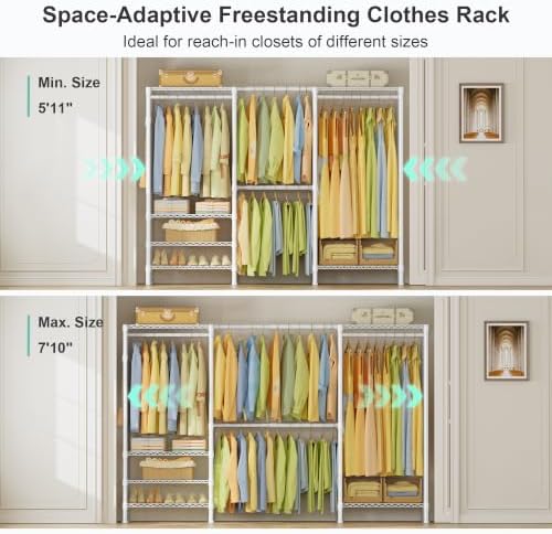 SEMHOR E06 Expandable Heavy Duty Clothes Rack for Reach-in Closet