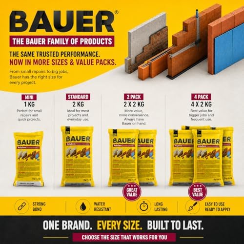 Bauer Instant Polymer Cement for Concrete, Stone, Tile & Brick, 1 Kg