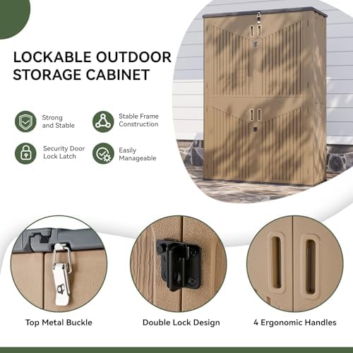 Aoxun Outdoor Storage Shed with Floor, 64 Cu.Ft Outdoor Storage Cabinet