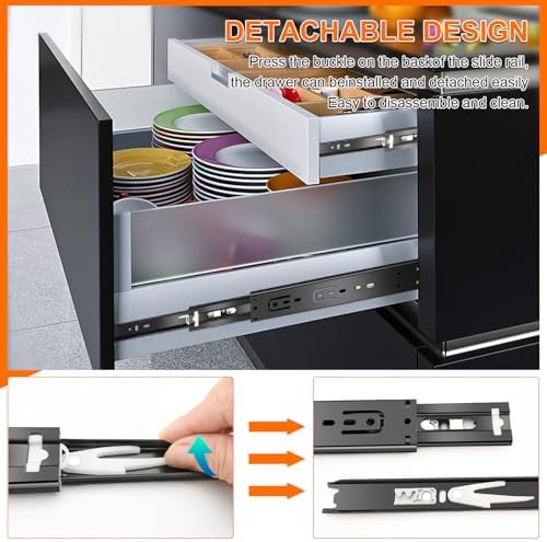 10 inch Drawer Slides 6 Pairs (12pcs) Soft Close 3 fold Full Extension Side M...