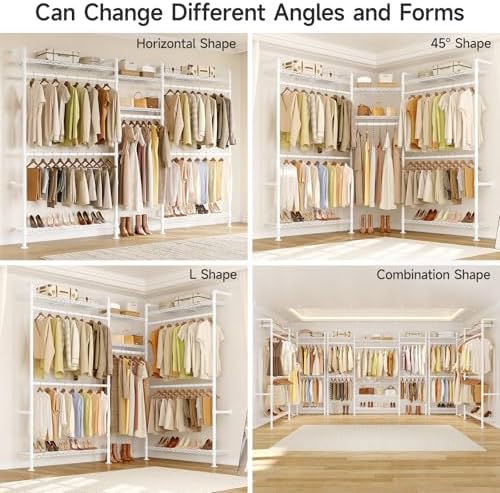 ONBRILL H3 Plus Expandable Wall Mounted Closet System Clothes Rack White