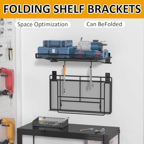 BABKAS 2 Pack Garage Wall Shelving,16.5" x 12.2" Garage Shelving Wa...