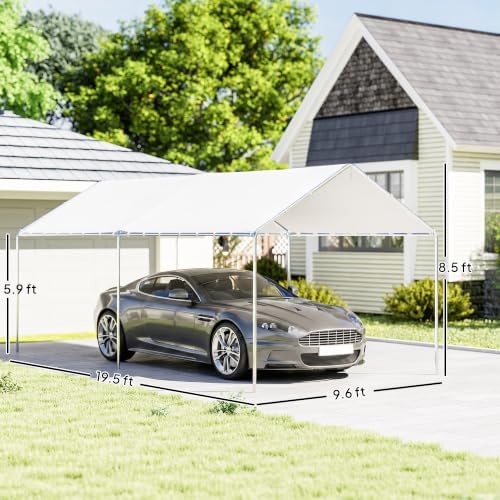 Outsunny 9.6'x19.5' Carport Outdoor Heavy Duty Galvanized Car Canopy ...