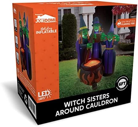 Joiedomi 6 FT Tall Halloween Inflatables Three Witch Around Cauldron with Fla...