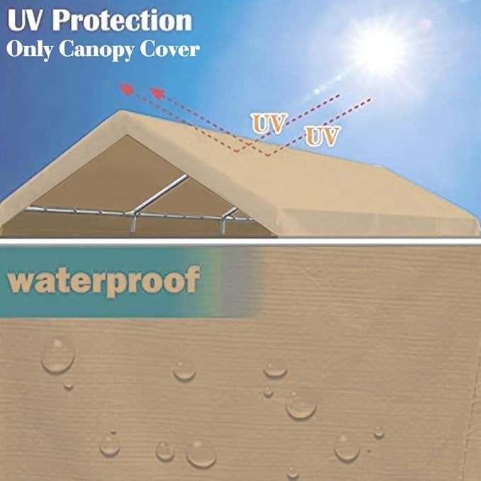 Rutile 10'x20' Carport Canopy ONLY Tent Garage Replacement Top Tarp C...
