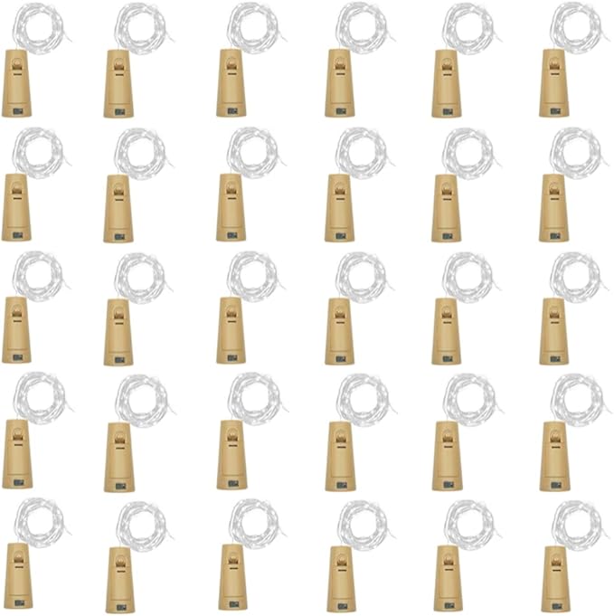 Wine Bottle Lights with Cork, Battery Operated 30 Pack 20 LED Cork Shape Silv...
